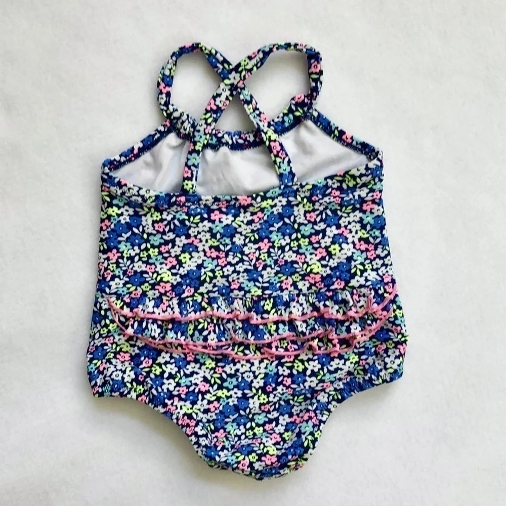 2️⃣ One-Piece Bathing Suits Size 18 months Pink White Blue Yellow Teal